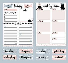 Clip art collection of daily planner weekly vector