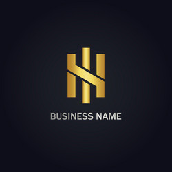 h initial shape line gold logo vector image