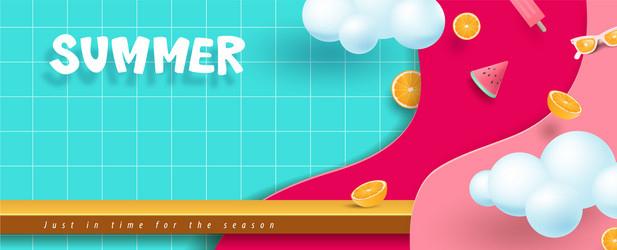 summer sale banner with product display and copy vector image