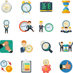 time management flat icons set vector image