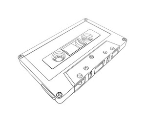 compact tape audio cassette in outline style vector image