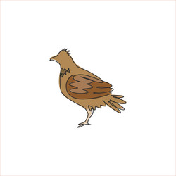 Single one line drawing of adorable grouse bird vector