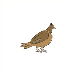 Single continuous line drawing of cute grouse vector