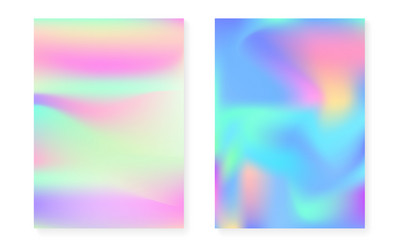 Holographic gradient background set with hologram vector