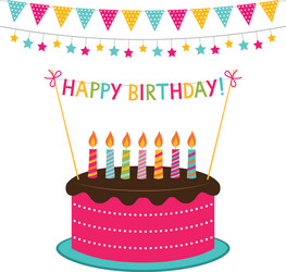 birthday card with a cake and decoration vector image