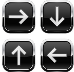 black buttons with arrows keys chrome frame vector image