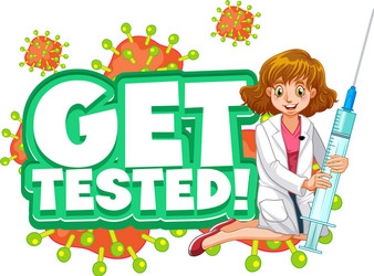 get tested font in cartoon style with a female vector image