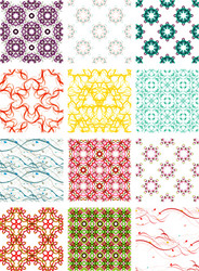 set seamless geometric patterns - circles swirls vector image