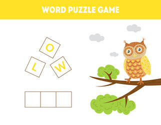 owl word puzzle game educational vector image