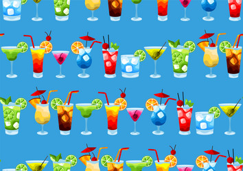 alcohol cocktails seamless pattern vector image