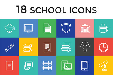 back to school 16 icons set science vector image