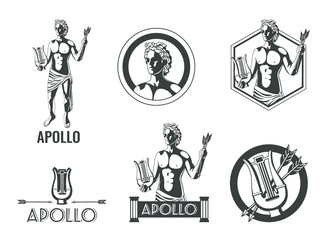 apollo god emblems set vector image