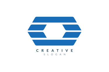 elongated hexagon abstract logo design minimalist vector image