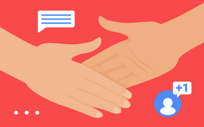 handshake gesture social media network friend vector image