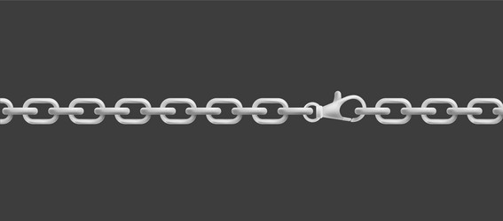 Silver jewelry chain with links realistic vector