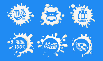 fresh natural milk logo templates set organic vector image