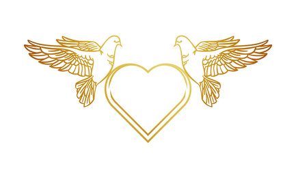 template with doves and a heart on white vector image