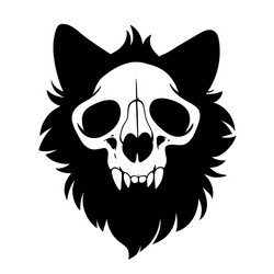 cat skull with black hair vector image