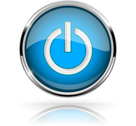 blue round media button power shiny icon vector image