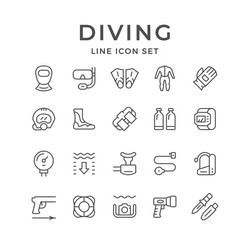 set line icons of diving vector image