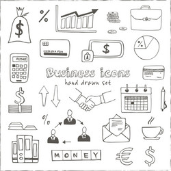 set of doodle sketch business icons vector image