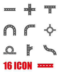 grey road elements icon set vector image