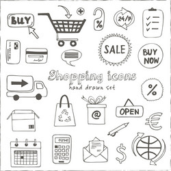 set of doodle sketch shopping icons vector image