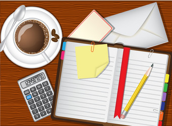 daily planner coffee and stationery vector image