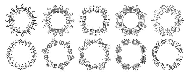 round floral frames thanksgiving set vector image