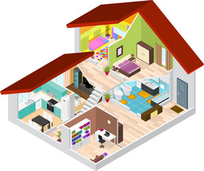 house in cutaway isometric view vector image