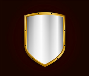 metal realistic shield silver with gold royal vector image