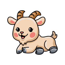 cute baby goat cartoon laying down vector image