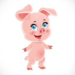 cute little cartoon baby pig stand on a white vector image