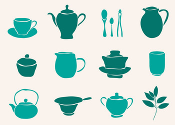 set of tea accessories vector image