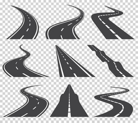 Curved roads set asphalt road or way vector