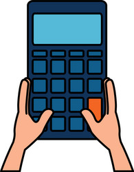 hands using calculator math vector