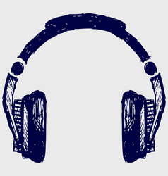 headphones sketch vector image