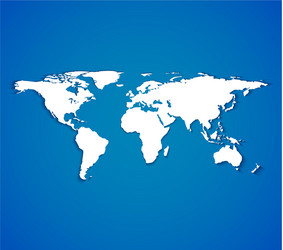 white world map with smooth shadows on blue vector image