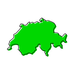 Simple outline map of switzerland stylized line vector