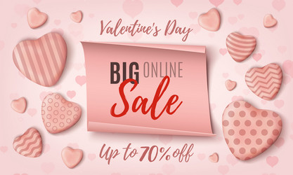 big valentines day online sale background template vector image