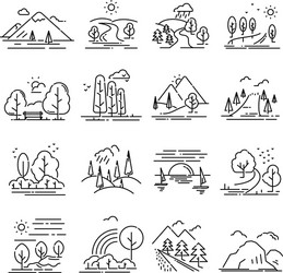 landscape thin line set vector image