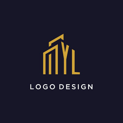 Yl initial monogram with building logo design vector