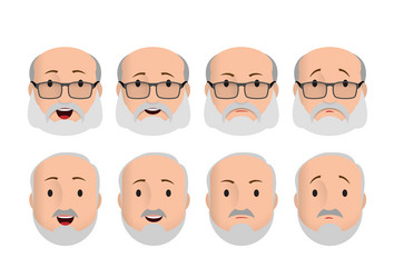 faces icons old man character with different vector image