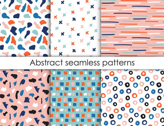 hand drawn textures collection seamless pattern vector image