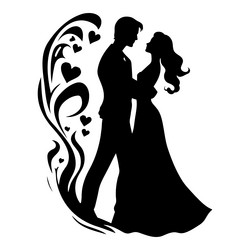 black and white drawing of a couple in love vector image