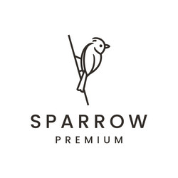 line art sparrow bird logo design vector image