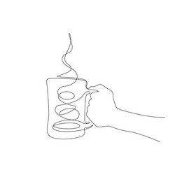 continuous one line big mug with a hot drink vector image