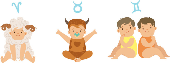 cute little kids wearing as zodiac signs set vector image