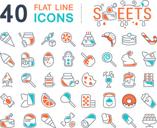 set line icons sweets vector image