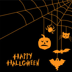 halloween symbols and web greeting card vector image